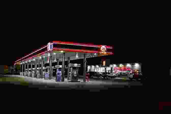 Illustration Of A Gas Station At Night, With A Lone Figure Standing In Front Of It. Tales From The Gas Station: Volume Two