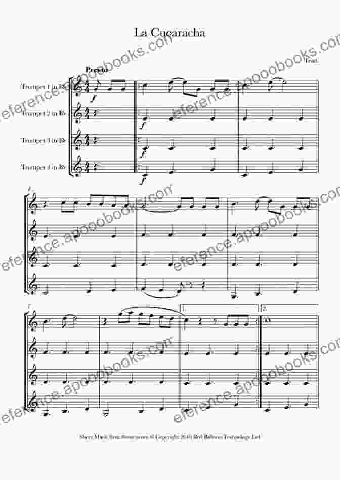 La Cucaracha Trombone Quartet Score Parts Sheet Music La Cucaracha Trombone Quartet Score Parts: The Cockroach